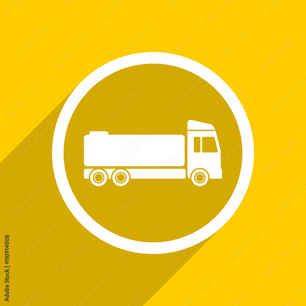 yellow flat design truck modern web icon for mobile app and internet