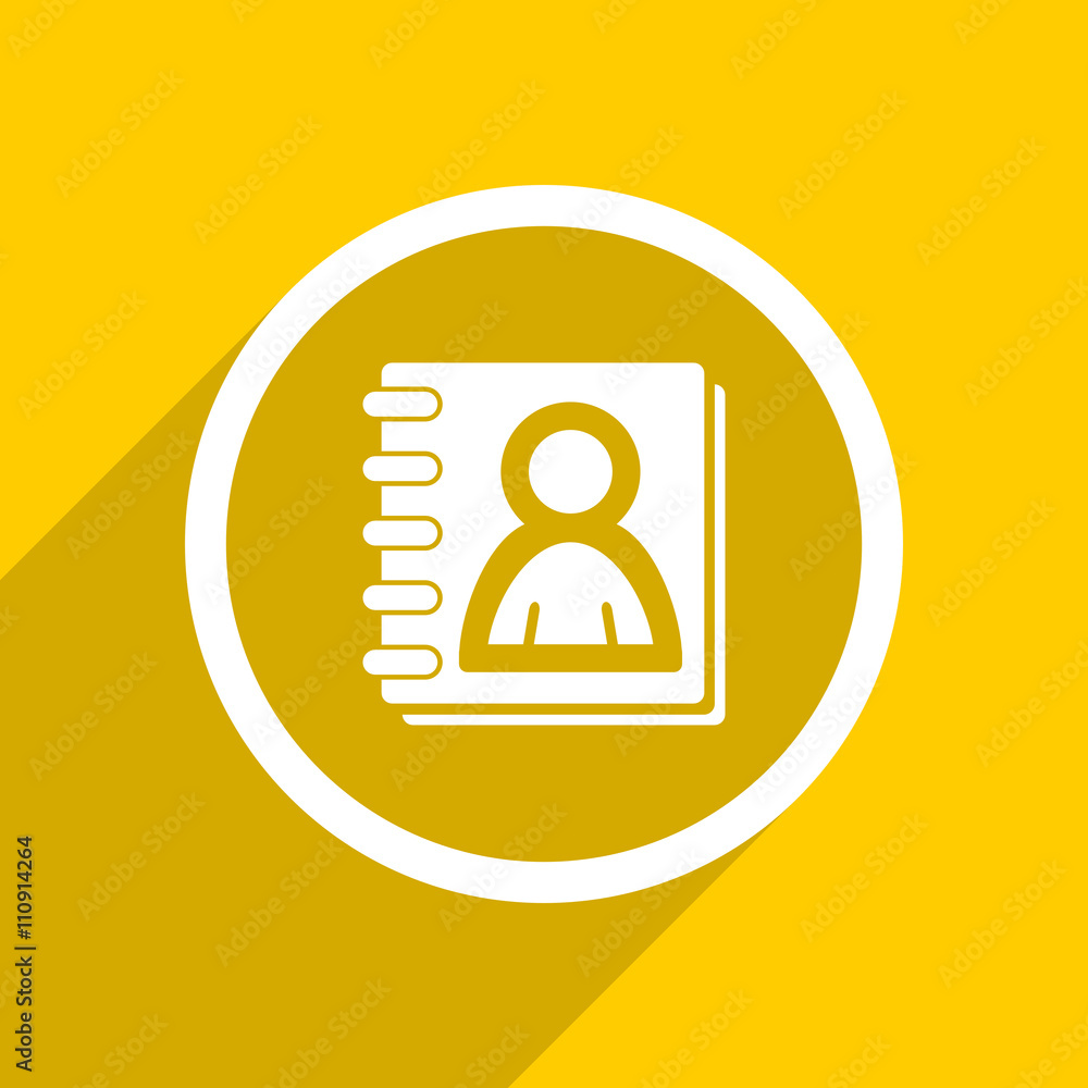 yellow flat design address book modern web icon for mobile app and