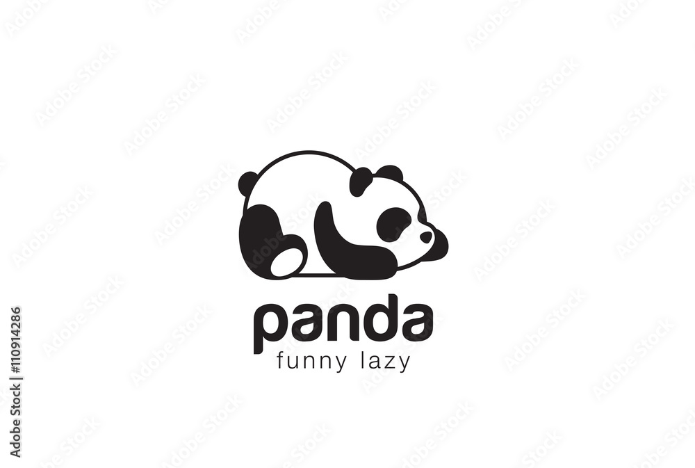 Naklejka premium Panda bear silhouette Logo design vector template ... Śmieszne leniwe zwierzę Ikona koncepcja logo.