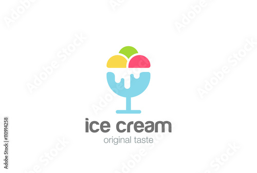 Ice cream Logo design vector template Negative space style...Gelato Logotype concept icon silhouette.