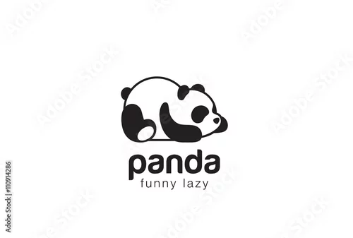 Fototapeta samoprzylepna Miś Panda sylwetka Logo szablon wektor ... Śmieszne leniwe zwierzę ikona koncepcja logo.