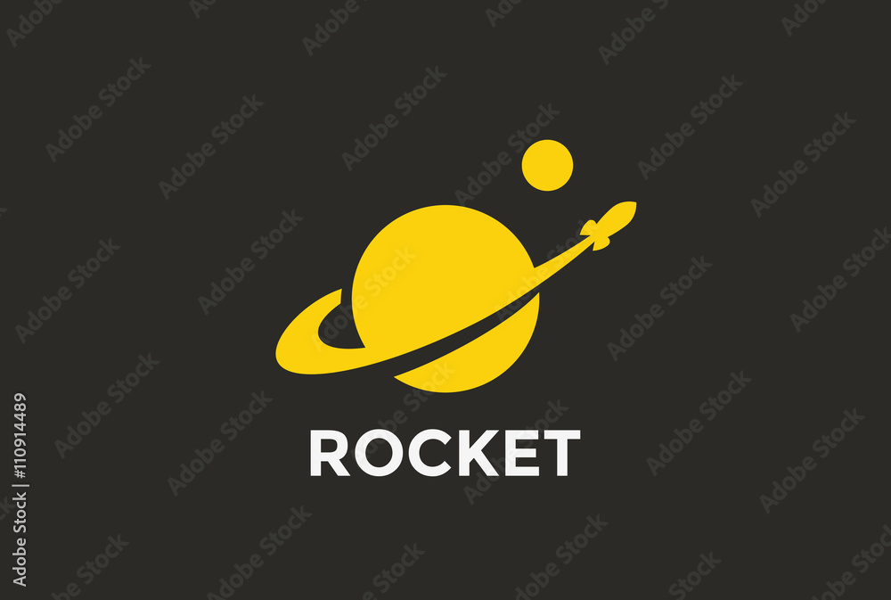 Naklejka premium Rakieta Planet Logo abstrakcyjny wzór wektor szablon Negatywny styl przestrzeni ... Ikona koncepcja uruchamiania logo
