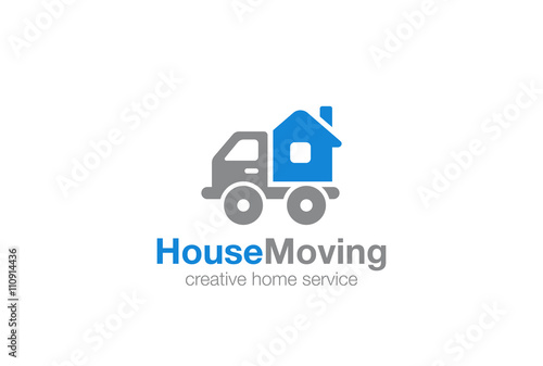 Home service Logo design vector template...Moving House by Car Logotype concept icon.