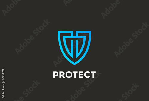 Security Agency Shield Logo design vector template linear style...Attorney Looped Lines Lawyer Legal Protection Logotype. Law concept icon.