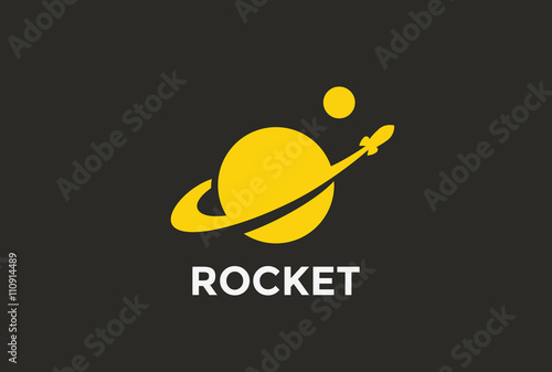Rocket Planet Logo abstract design vector template Negative space style...Startup Logotype concept icon