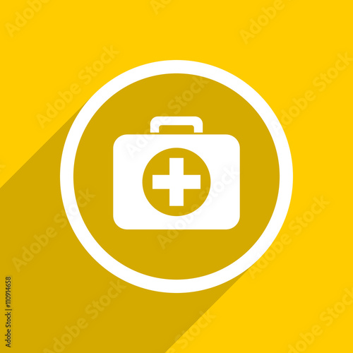 yellow flat design first aid modern web icon for mobile app and internet