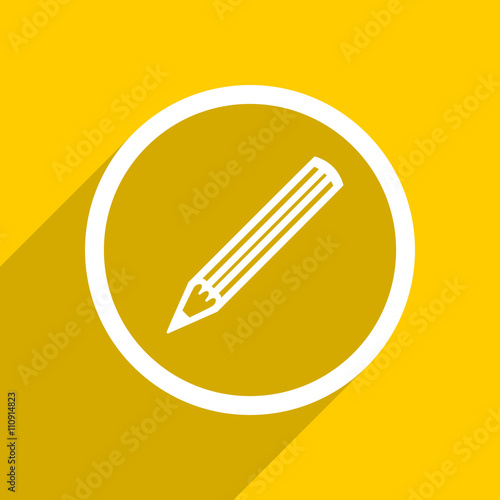 Free Download yellow flat design pencil modern web icon for mobile app and internet - GFXLoad