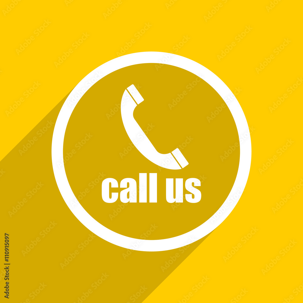 yellow flat design call us modern web icon for mobile app and internet yellow flat design call us modern web icon for mobile app and internet