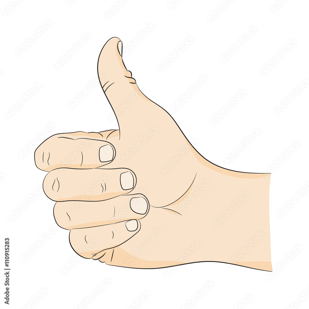 Thumbs up hand gesture approval. Picture a man's hand on a white background. Thumbs up hand gesture approval. Picture a man's hand on a white background.