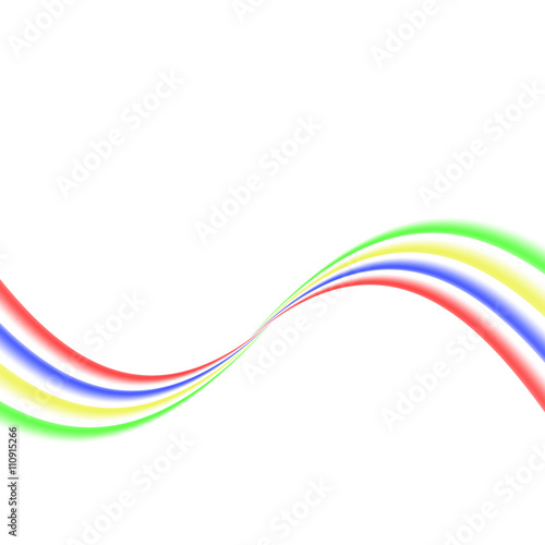 Abstract colored curved lines on a white background.