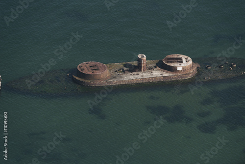 Aerial view of shipwrecked HMS Cerberus, St Kilda, Melbourne, Victoria, Australia photo