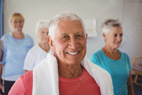 Portrait of senior smiling after exercises 