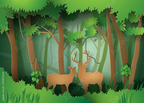 deers in the forest.