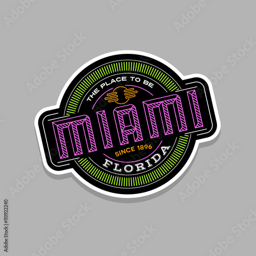 miami, florida  linear emblem design for t shirts and stickers