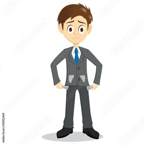 Sad Businessman Showing His Empty Pockets