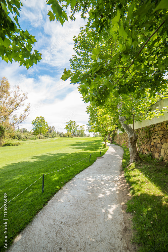 Obraz premium Beautiful pathway in golf course