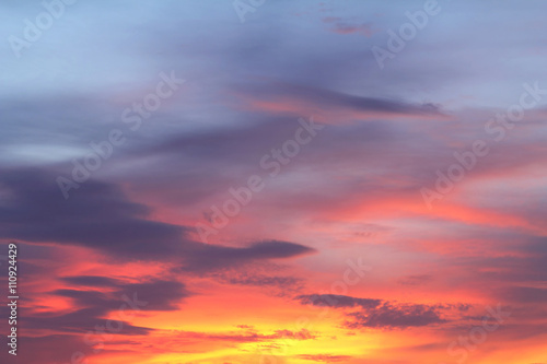 Natural background of the colorful sky and cloud, During the time sunrise and sunset. © goodze