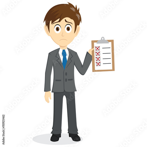 Sad Businessman With Incomplete Check List