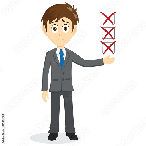 Sad Businessman With Incomplete Floating Of Check List