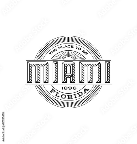 miami, florida  linear emblem design for t shirts and stickers