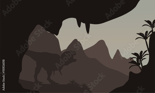 Silhouette of T-Rex in highlands