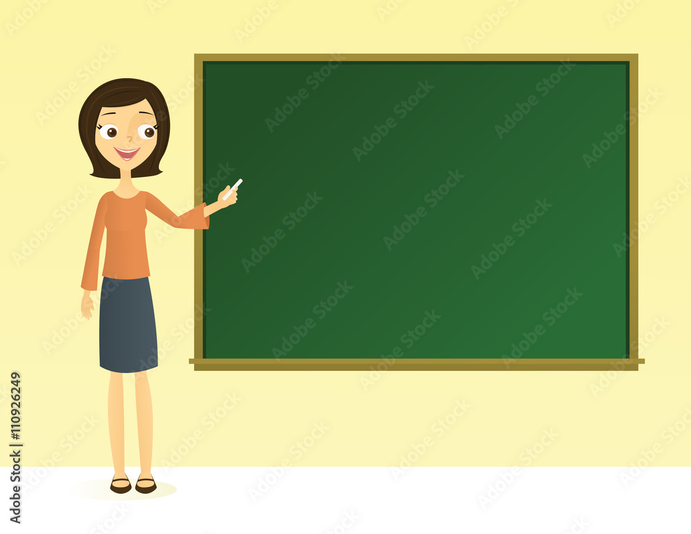 Teacher standing at chalkboard Teacher standing at chalkboard