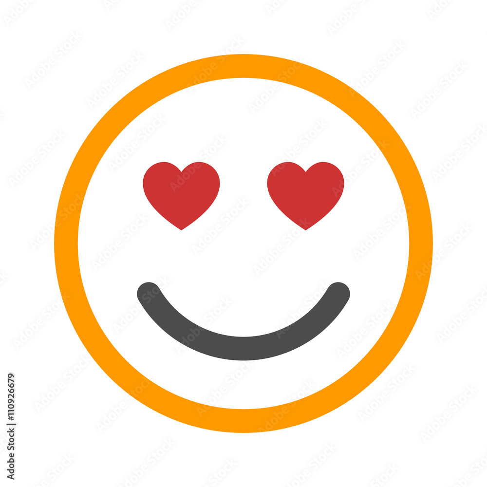Smiley face in love line art color icon for apps and websites Smiley face in love line art color icon for apps and websites