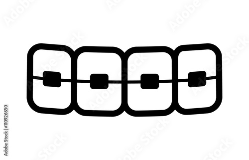 Dental braces on teeth line art icon for apps and websites