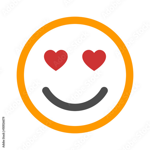 Smiley face in love line art color icon for apps and websites