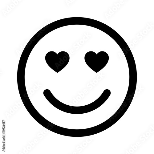 Smiley face in love line art icon for apps and websites