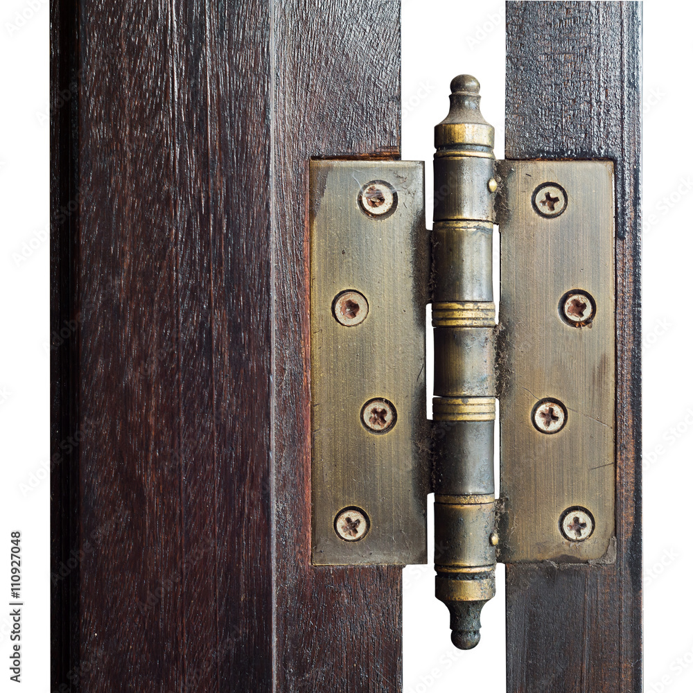 Naklejka premium Door hinges with Wood