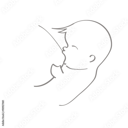breast feeding for baby line drawing