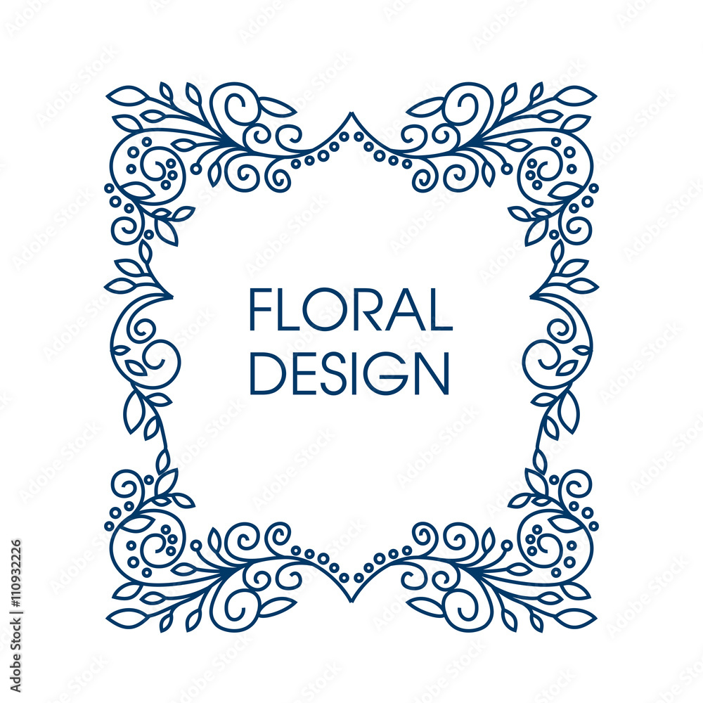 Floral vector frame with copy space for text