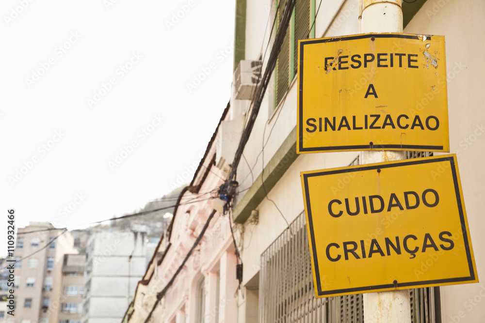 Road signs in the street, Rio de Janeiro, Brazil Stock Photo | Adobe Stock