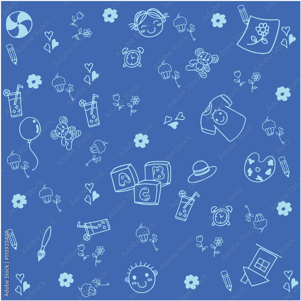 Blue equipment school doodle Blue equipment school doodle