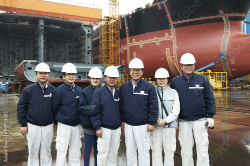 Portrait of workers at shipyard, GoSeong-gun, South Korea