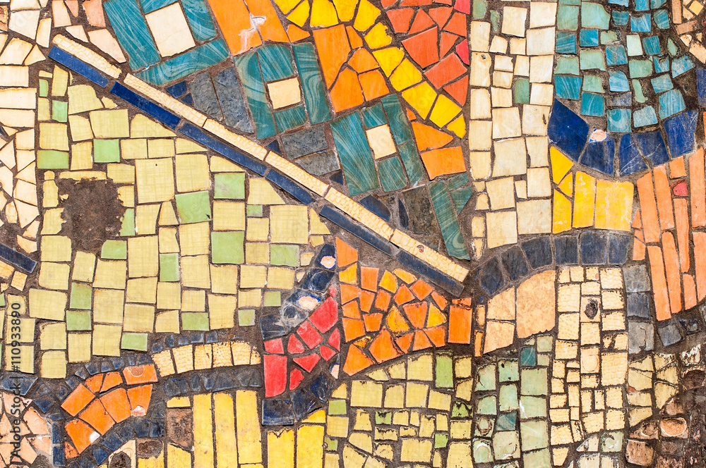 Fototapeta premium Coloured mosaic of fragments of tile and stone