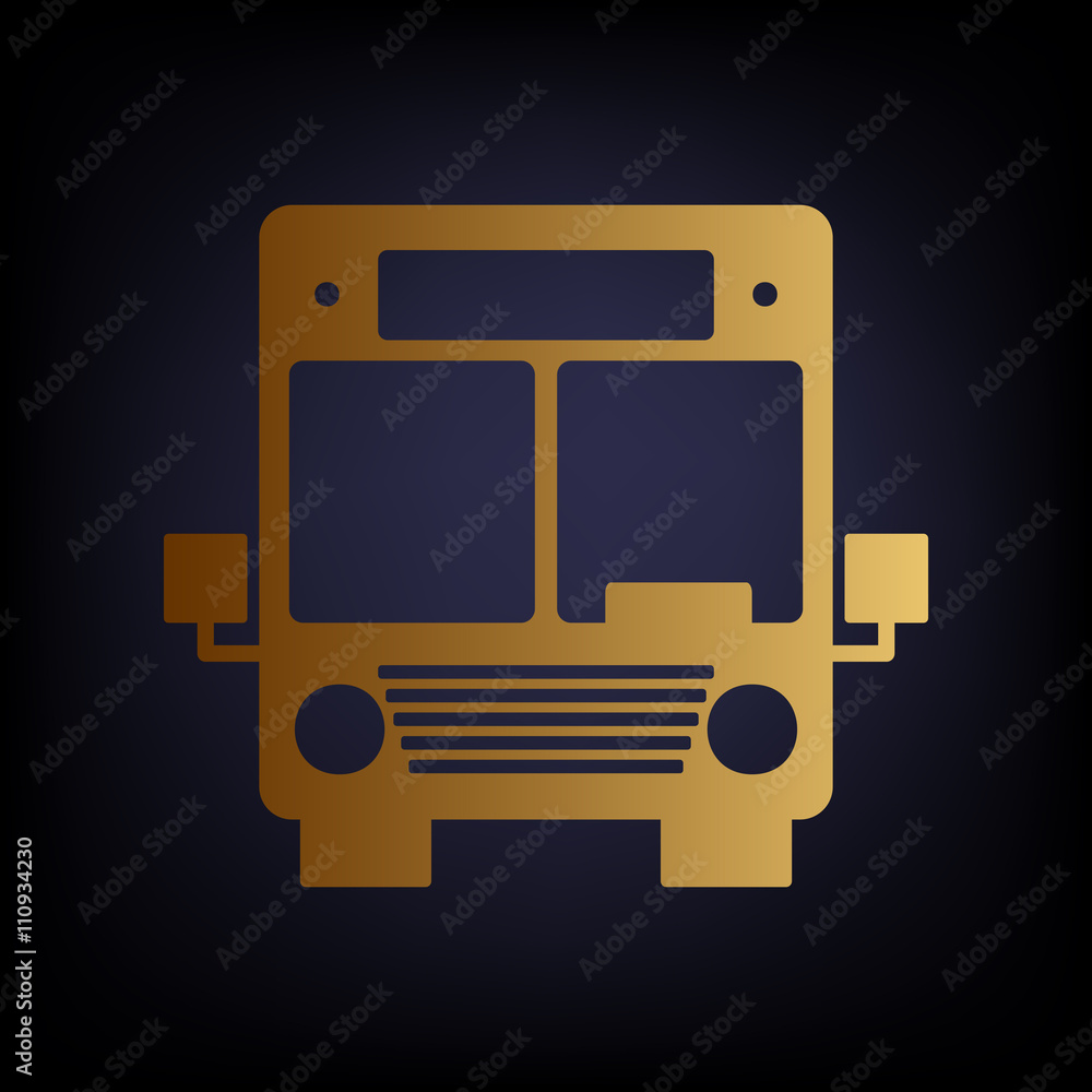 Bus sign. Golden style icon