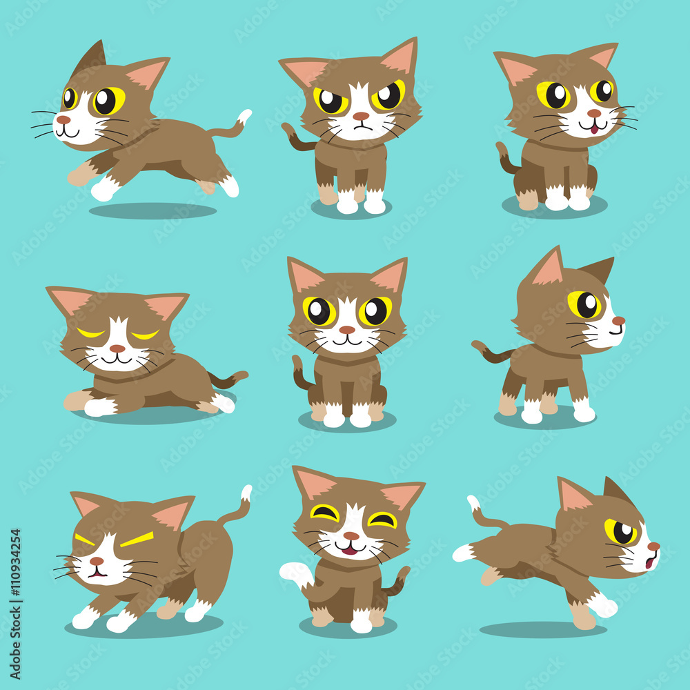 Cartoon character cat poses