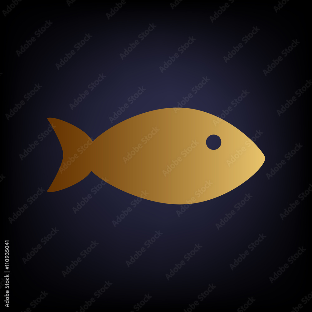 Fish sign. Golden style icon Fish sign. Golden style icon