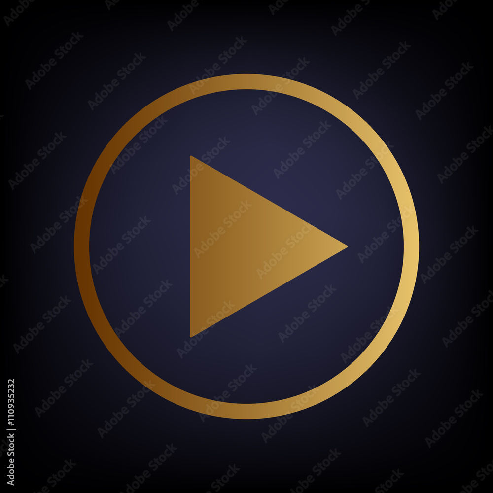 Play sign. Golden style icon Play sign. Golden style icon