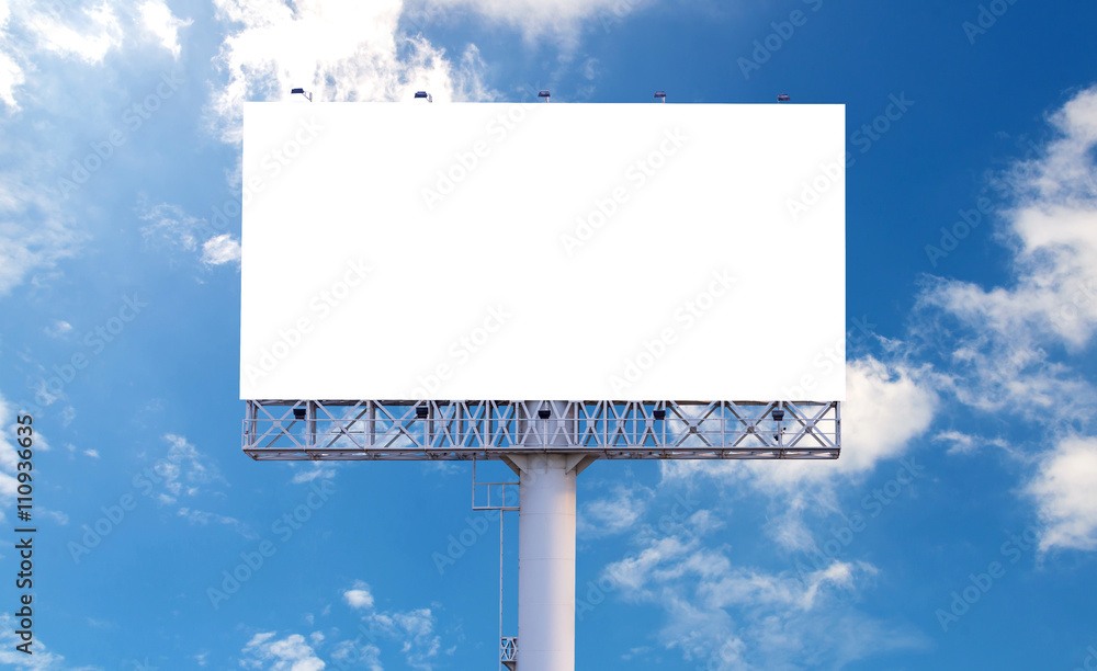 Blank billboard ready for new advertisement with blue sky backgr Blank billboard ready for new advertisement with blue sky backgr