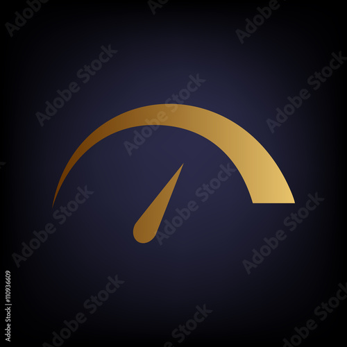 Speedometer sign. Golden style icon