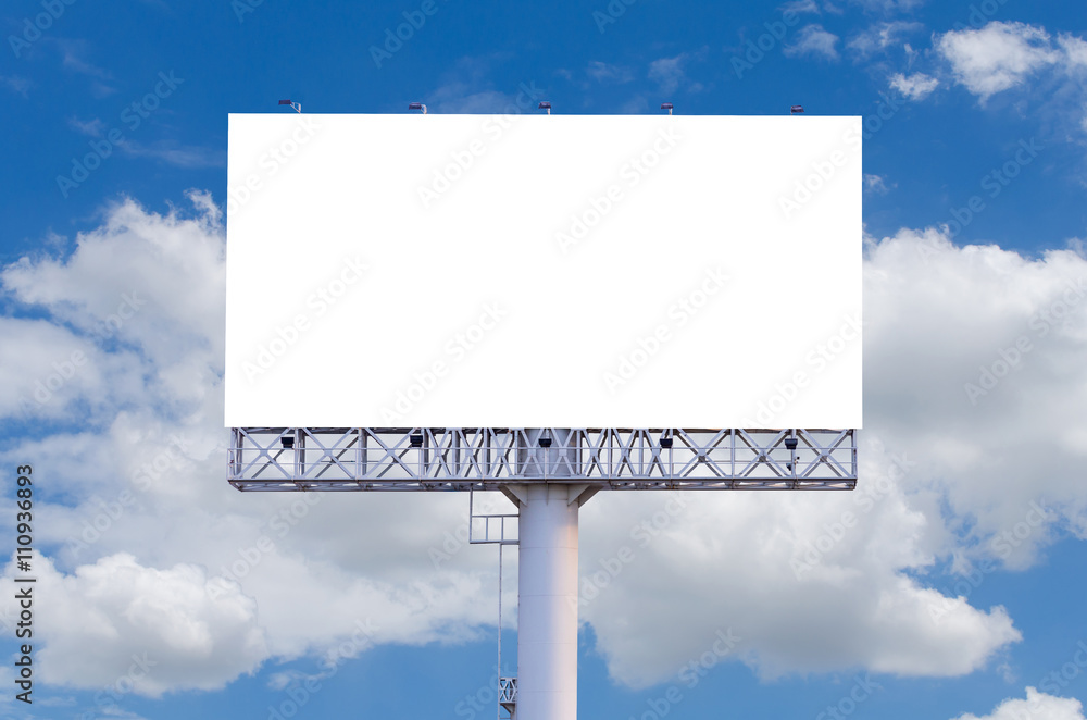 Blank billboard ready for new advertisement with blue sky backgr Blank billboard ready for new advertisement with blue sky backgr