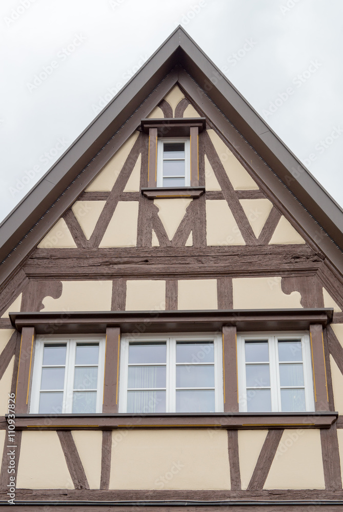 Half-timbered house with new windows in Haslach, Germany