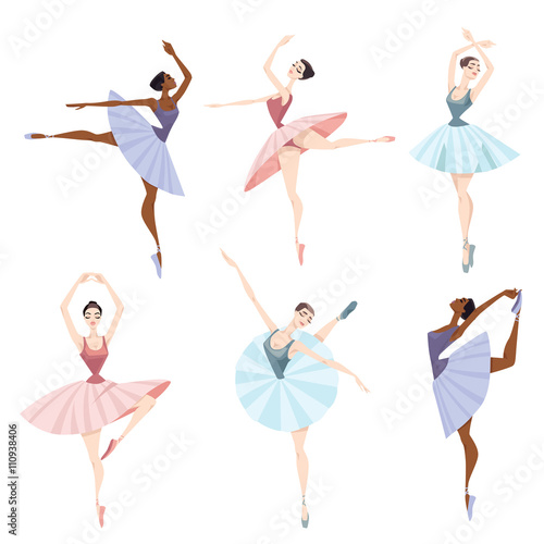 Set of vector illustrations of ballet dancers.