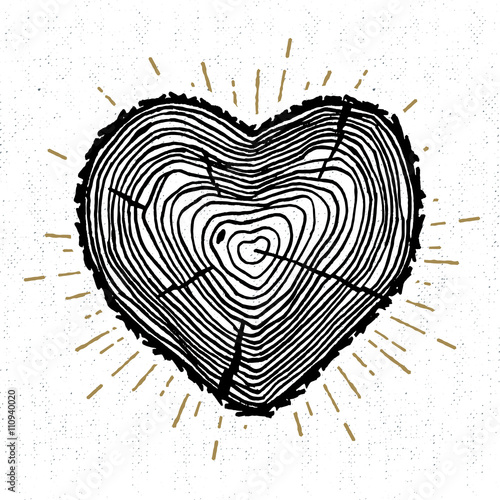 Hand drawn icon with a textured tree trunk vector illustration.