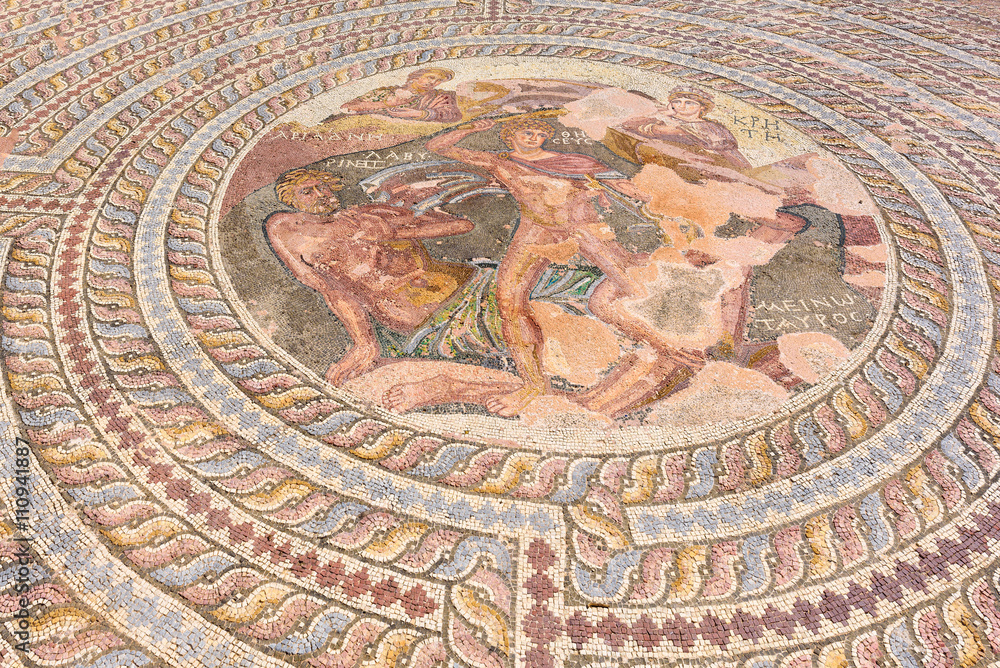 Ancient Greek mosaic in Cyprus - Kato Paphos archeological park