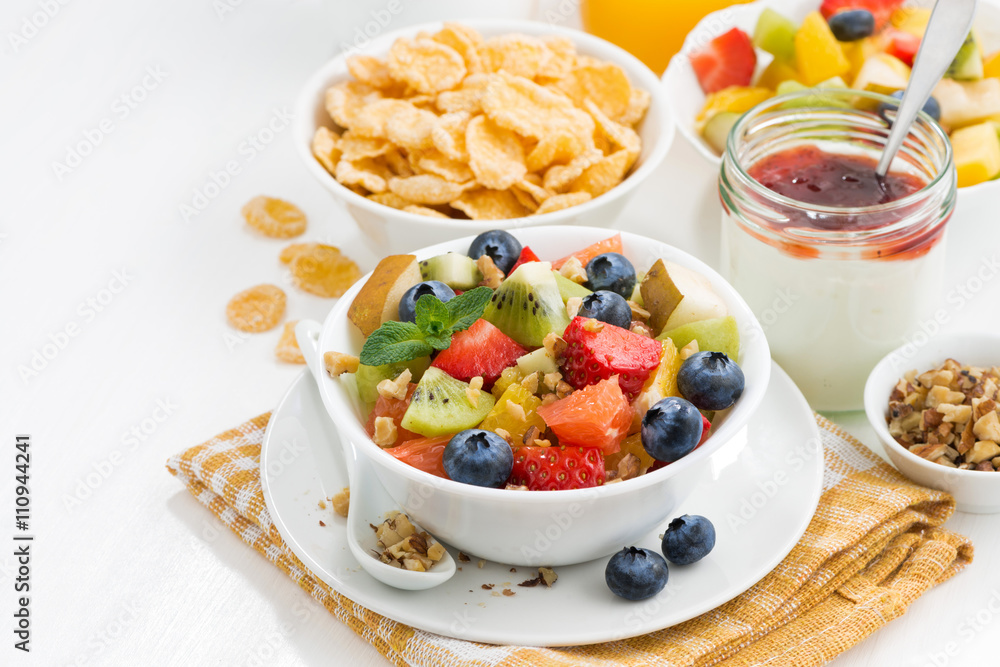 breakfast with fruit salad and corn flakes breakfast with fruit salad and corn flakes