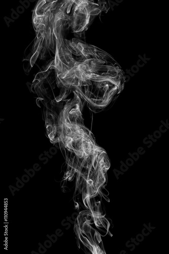 White smoke, isolated on black background.